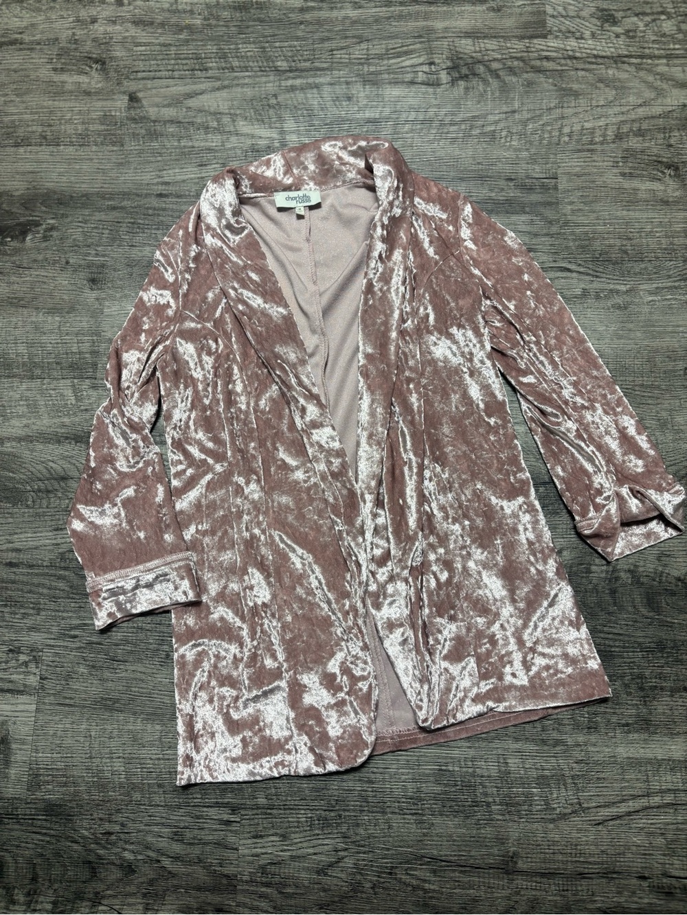 Charlotte Russe Dusty Rose Crushed Velvet Blazer